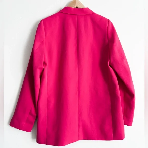 H&M Double-Breasted Structured Pink Blazer - Size Small - Picture 6 of 10